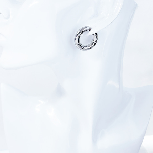 ese78 [2 件/1 對] 線徑約 5mm，外徑約 22mm，粗圈耳環，手術不鏽鋼 第5張的照片