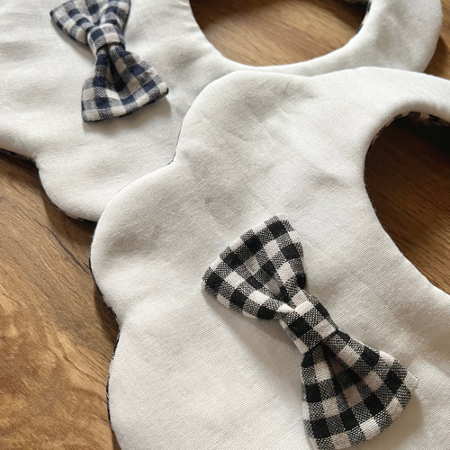 ♡ギンガムチェックリボンもくもくスタイ♡ スタイ・よだれかけ Airi  