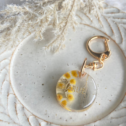 【うちの子素材】『ミモザ』名入れ可　ペットの毛・ヒゲ・羽・爪・乳歯・遺骨・遺灰 封入　ペットメモリアルキーホルダー 3枚目の画像