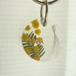 【うちの子素材】『ミモザ』名入れ可　ペットの毛・ヒゲ・羽・爪・乳歯・遺骨・遺灰 封入　ペットメモリアルキーホルダー 8枚目の画像