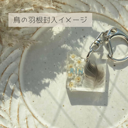 【うちの子素材】『ミモザ』名入れ可　ペットの毛・ヒゲ・羽・爪・乳歯・遺骨・遺灰 封入　ペットメモリアルキーホルダー 10枚目の画像