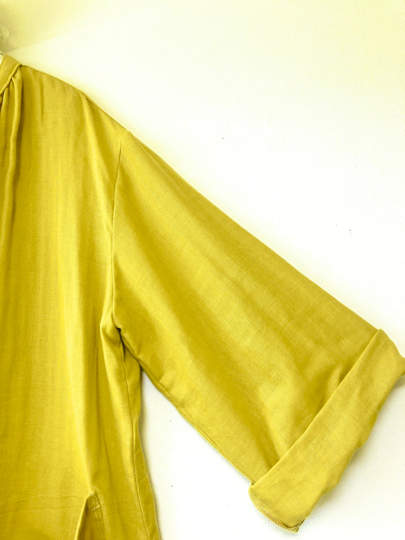 早割/母の日ラッピング無料❤️新作❤️ふわっと羽織れる衿ぐりギャザーカーディガン❤️Wガーゼ❤️モカ❤️色変可 16枚目の画像