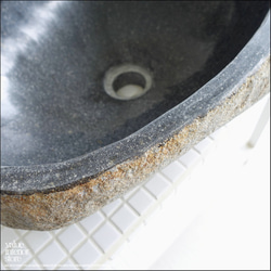 手洗鉢 自然石 洗面ボウルL-08 洗面器 手洗いボウル 天然石 ウォッシュボウル 洗面資材 洗面材料 送料込 2枚目の画像