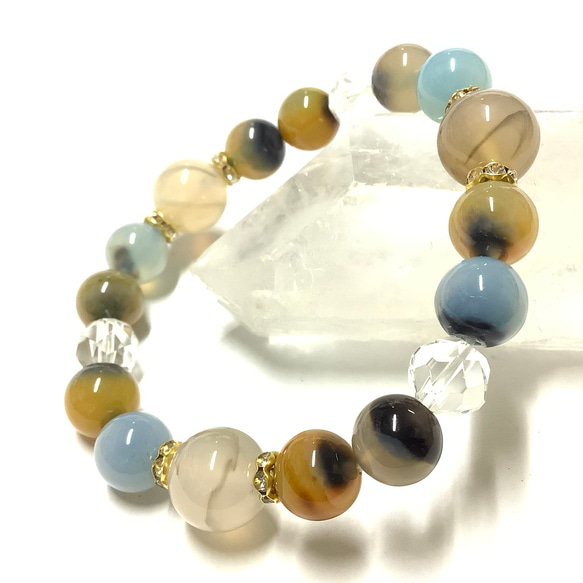 アラシャンゴビ瑪瑙 原石 半透明眼石 ブレスレット 大玉 貴重 レア