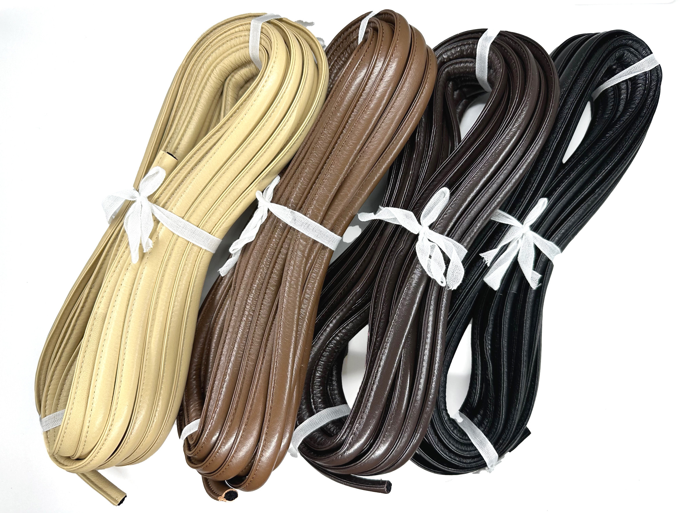 革芯入コード　片ステッチ13mm　10M乱カセ　K213　ソフトな革紐　ショルダーストラップやバッグ持ち手、巾着の紐など