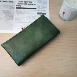 長財布大容量 レディース 高級感 がまぐち レザー 財布 コンパクト 機能性 グリーン ブラック FW22 2枚目の画像