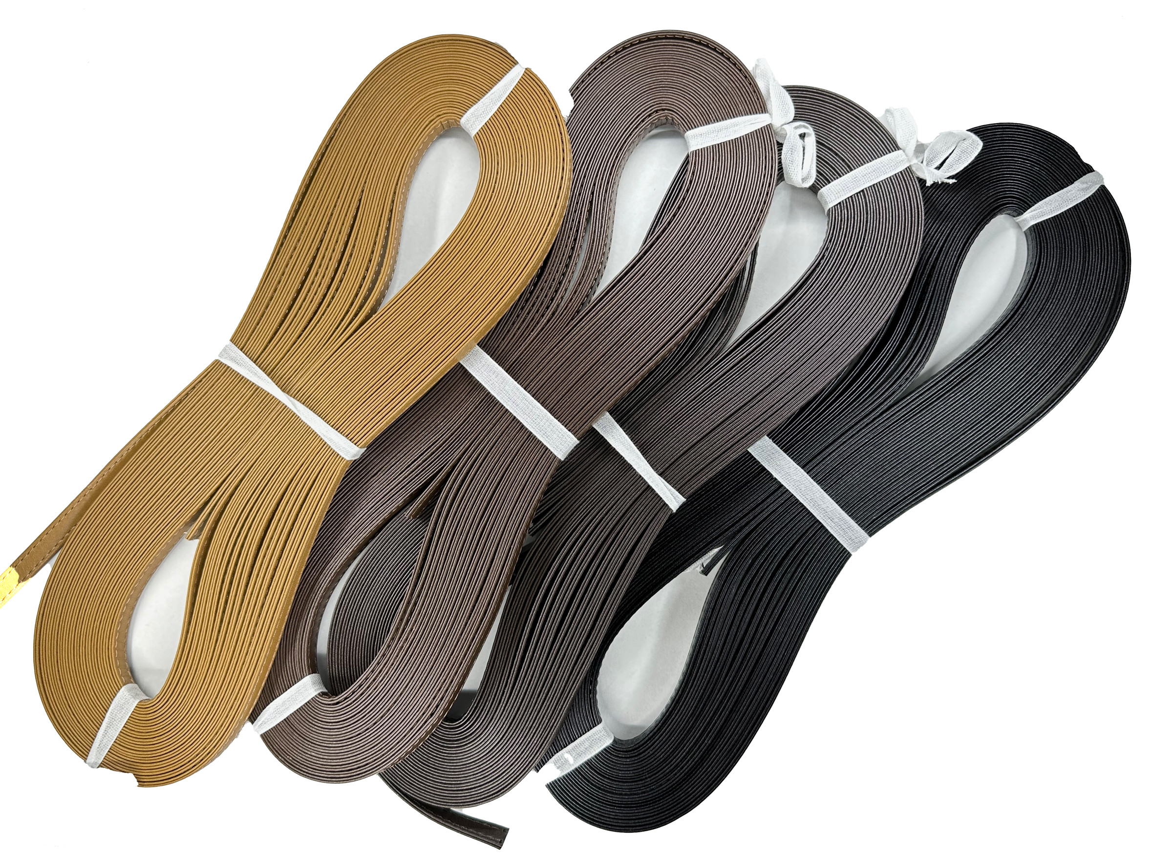 革両ヘリ合わせ二ツ折りテープ　Wステッチ10mm　10M乱カセ　K910　ショルダーストラップやバッグ持ち手などに