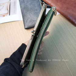 長財布大容量 レディース 高級感 がまぐち レザー 財布 コンパクト 機能性 グリーン ブラック FW22 9枚目の画像