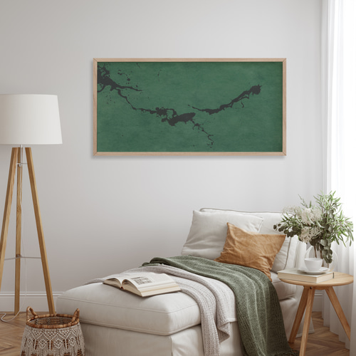 抽象画 船と海の絵画 木製フレーム付き