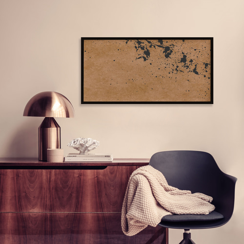 額付アートポスター 横長【 柿渋 】木製フレーム付 UVカット板入 抽象
