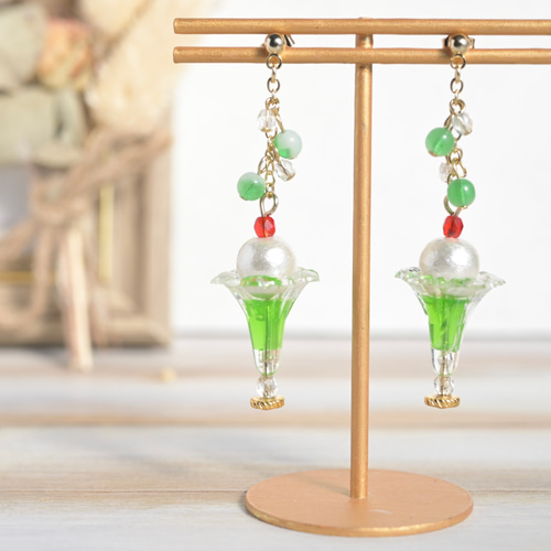 グリーン】クリームソーダ ピアス/イヤリング ピアス（フック