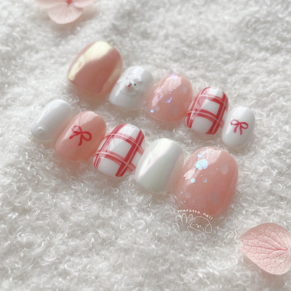 〖春夏コレクション〗桜×犬さんネイルチップ 3枚目の画像