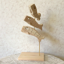 【完売】子供の日　鯉のぼり　鯉の滝登り　台付き　木工ハンドメイド 6枚目の画像