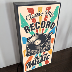 【オーダー無料 Lサイズ】クラシックヒッツ レコード レトロ ミュージック プレイヤー 看板 置物 雑貨 ライトBOX 4枚目の画像