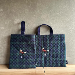 定番人気のキルトバッグ】タータンチェック レッスンバッグ トート