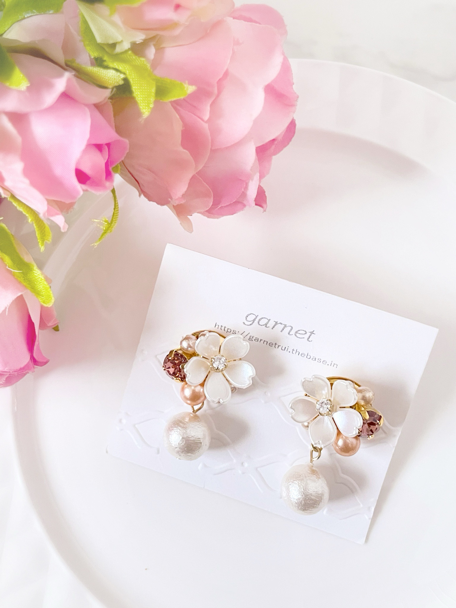 白い桜パール大 ピアス/イヤリング　315