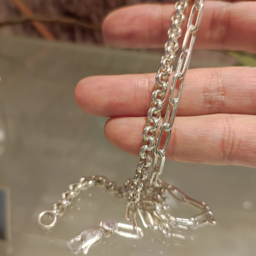 見せ方色々アレンジ次第。ミックスチェーンがお洒落なシルバー925