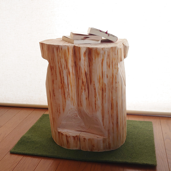 天然アロマ 丸太椅子フリル・ 両面持ち手・ワイド・丸太テーブル・オーガニック・ラージサイズ 2枚目の画像