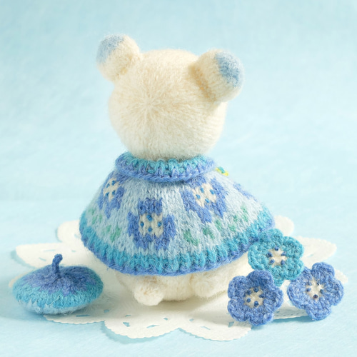 ネモフィラをお届け！こぐま 棒針編みの編みぐるみ あみぐるみ