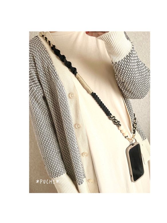 スマホショルダー/携帯ショルダー パラコード 木玉 カテゴリーランキング入り 受注生産 2枚目の画像