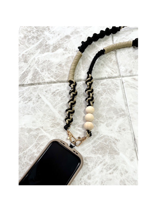 スマホショルダー/携帯ショルダー パラコード 木玉 カテゴリーランキング入り 受注生産 11枚目の画像