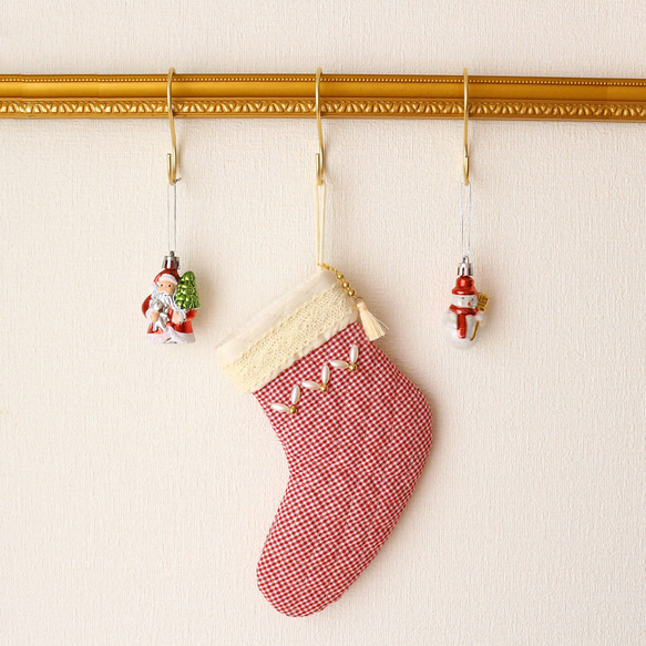 飾って わくわく ♡ クリスマス 靴下 赤 3枚目の画像
