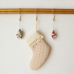 飾って わくわく ♡ クリスマス 靴下 ベージュ 3枚目の画像