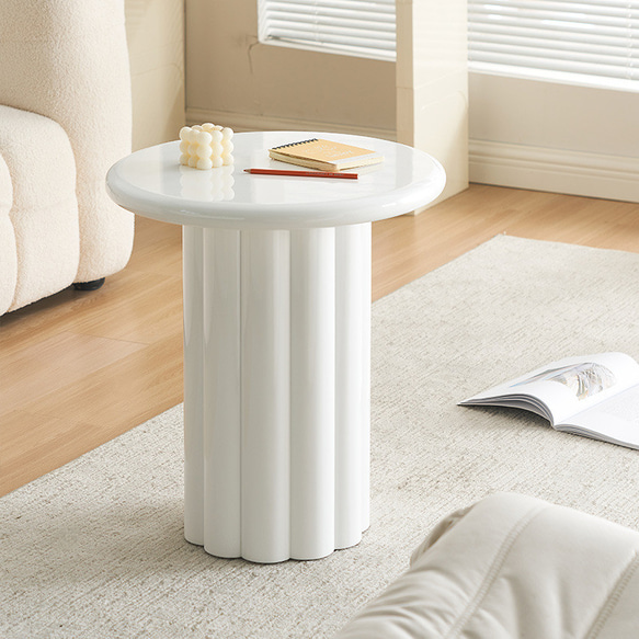 コーヒーテーブル サイドテーブル 白 ホワイト 丸 木製 無垢材 ウッド 幅50 脚 テレワーク ソファ ch-880 1枚目の画像