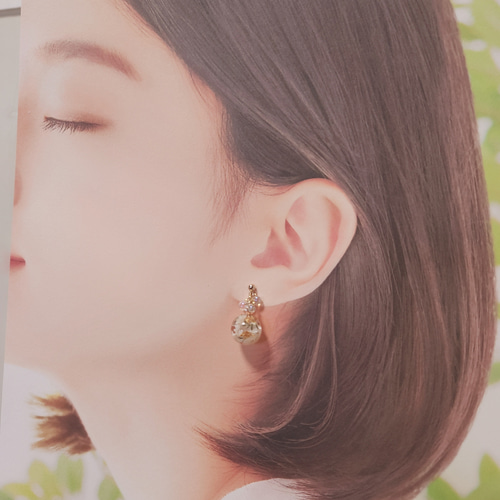 かすみ草 まんまる ピアス イヤリング アクセサリー 小ぶり ミニ
