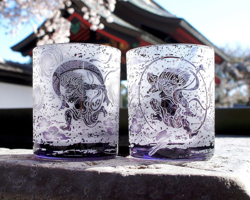 紫苑風神雷神グラス グラス ART空（アートクー） 通販 17457029