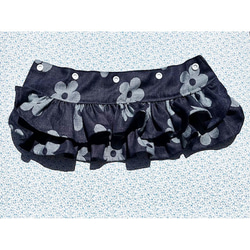水色のギンガムチェックのトップス用スカートデニム花柄 1枚目の画像