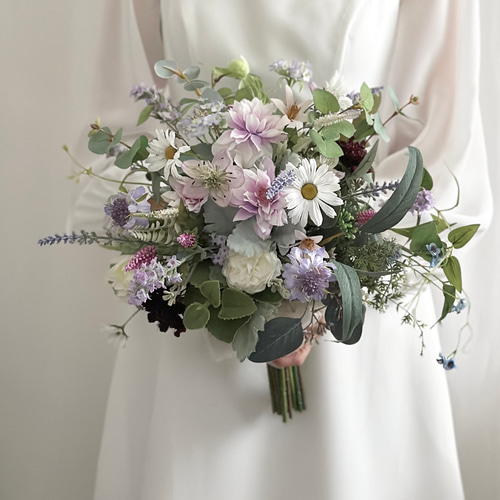 ユーカリとお花のナチュラルグリーンブーケ 造花ブーケ ガーデン