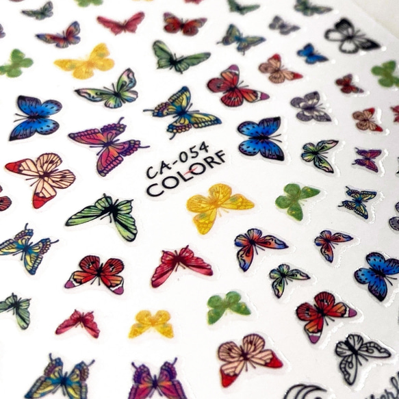 ネイル デコ シール 水彩 カラフル バタフライ 蝶 蝶々 ミニ 2枚セット (S104) 3枚目の画像