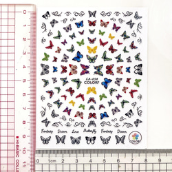 ネイル デコ シール 水彩 カラフル バタフライ 蝶 蝶々 ミニ 2枚セット (S104) 4枚目の画像