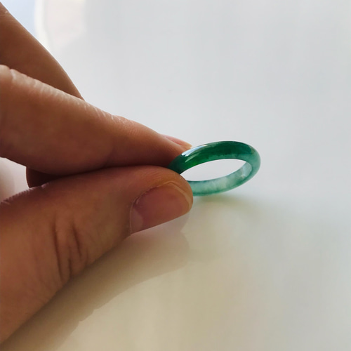 RG-006］ ジェイド JADE ヒスイ くりぬき リング グアテマラ産 アイス 