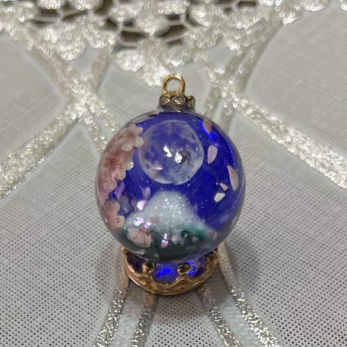 レジン アクセサリー 球体 桜 富士山 満月 ネックレス
