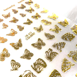 ネイル デコ シール キラキラ バタフライ 蝶 蝶々 羽 ゴールド シルバー 金 銀 (S102) 2枚目の画像
