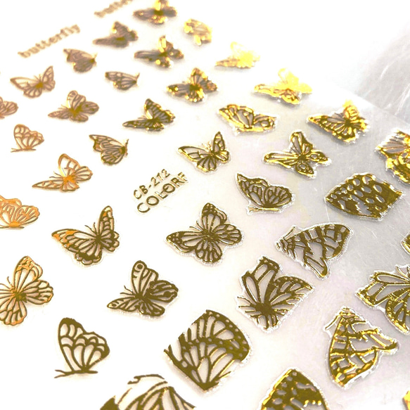 ネイル デコ シール キラキラ バタフライ 蝶 蝶々 羽 ゴールド シルバー 金 銀 (S102) 2枚目の画像