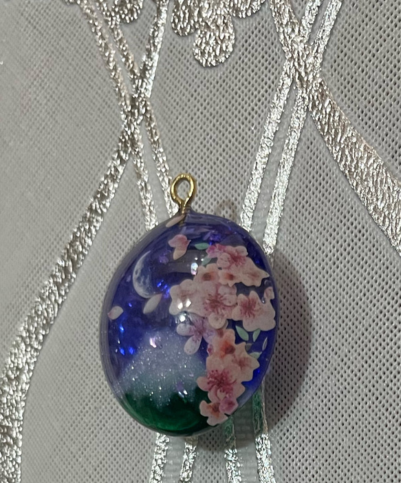 レジン アクセサリー 桜 富士山 三日月 6枚目の画像