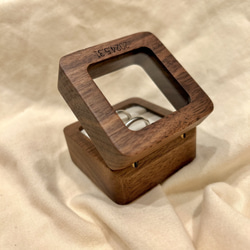 【刻印無料】リングピロー　木製リングボックス　結婚式　ウェディング　ジュエリーボックス　リングケース　シンプル　おしゃれ 7枚目の画像