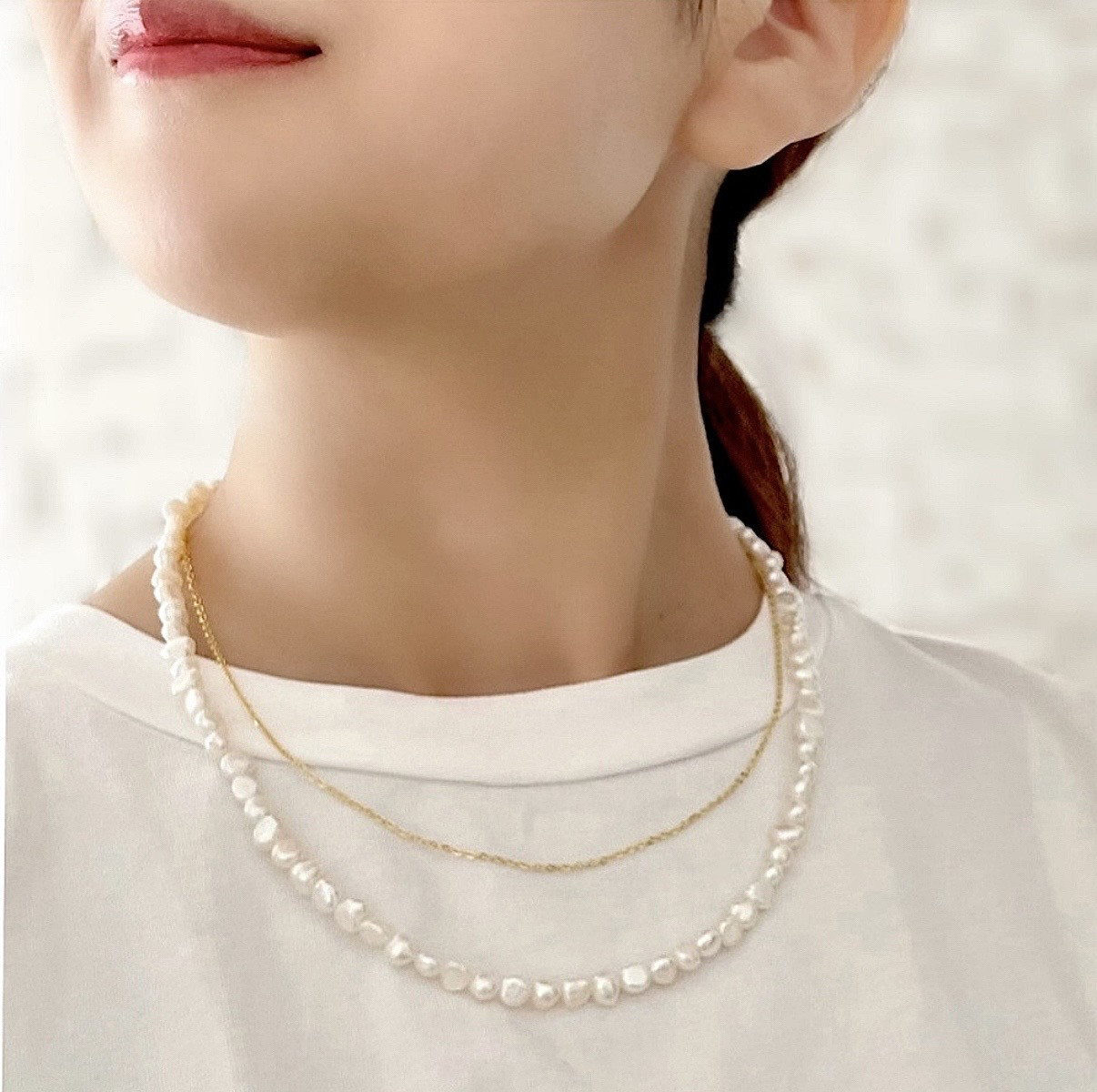 k18　淡水パール　ネックレス　2点セット