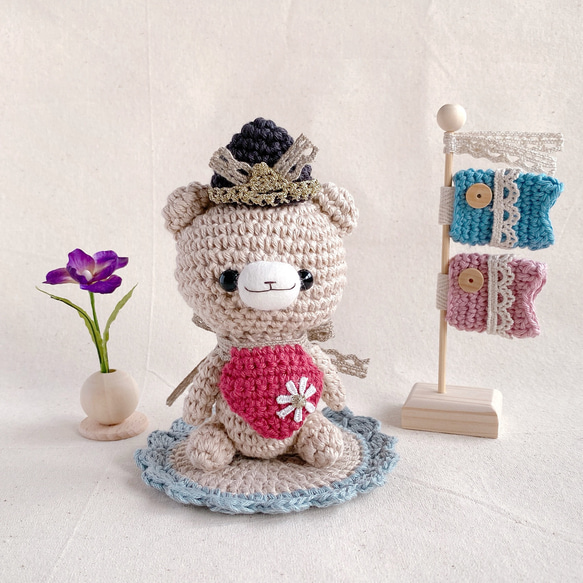 作家様 可愛い編みぐるみの小熊 手編み 簡単すぐ編める小さな