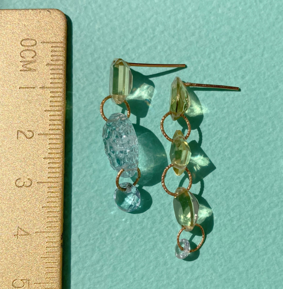 Prana gem drops ✴︎滴る宝石のしずく✴︎レモンクォーツ✴︎アクアマリン ✴︎ブルートパーズ✴︎k14gf 10枚目の画像