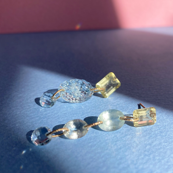 Prana gem drops ✴︎滴る宝石のしずく✴︎レモンクォーツ✴︎アクアマリン ✴︎ブルートパーズ✴︎k14gf 2枚目の画像