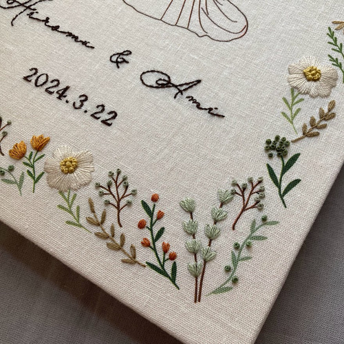 受注制作】刺繍ウェルカムボード A4サイズ セミオーダー 受注制作】刺繍ウェルカムボード A4サイズ セミオーダー