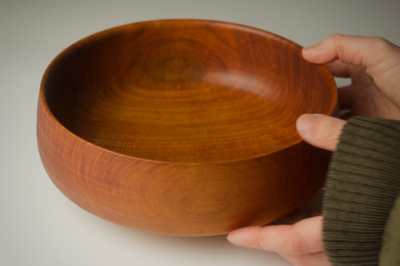 ふくよかなボウル ヤマザクラ wooden bowl 18cm サラダボウル 3枚目の画像