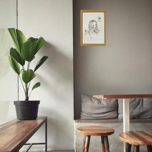 おしゃれな手描きオリジナルイラスト #03 鉛筆画 原画 女性