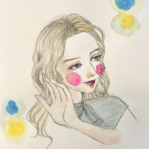 おしゃれな手描きオリジナルイラスト #03 鉛筆画 原画 女性
