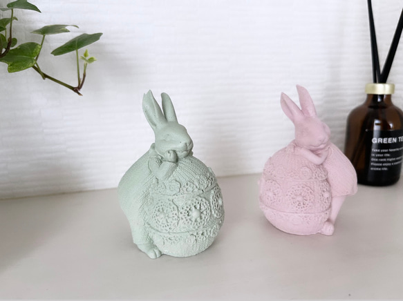 セメントオブジェ イースターウサギ　インテリア雑貨　置物 3枚目の画像