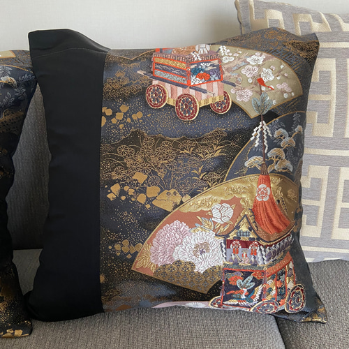 帯リメイク【クッションカバー45cm用×1枚】山車 山鉾 祇園祭 正絹高級